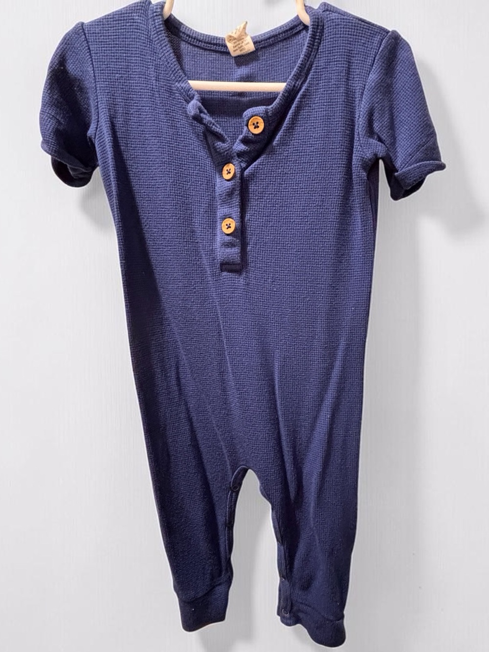 🎉 (18-24m) Kids Navy Short-Sleeve One-Piece Romper